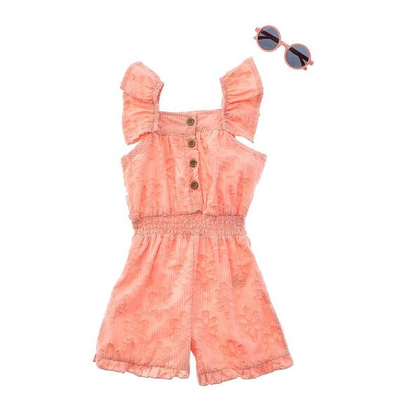 Rachel Zoe Girls  2Pc Woven Romper With Sunglasses - Picture 1 of 2
